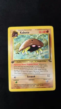 Pokemon TCG Kabuto 1st Edition Fossil Set 50/62 Regular 1999 WOTC Card - Image 1