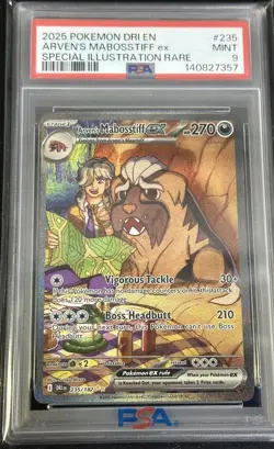 2025 Pokemon Destined Rivals Arven’s Mabosstiff ex #235 PSA 9 - Image 1