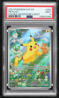 Pikachu (Paldea Adventure Chest) Holo Pokemon Scarlet & Violet Black Star PSA 9 - Image 1