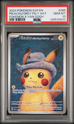 2023 POKEMON SVP EN-SV BLACK STAR PROMO #085 PIKACHU WITH GREY FELT HAT PSA 10 - Image 1