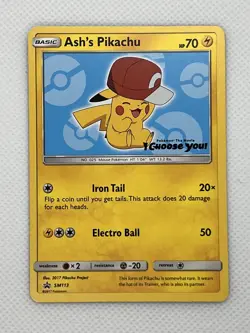 Pokemon Ash's Pikachu SM113 Sun & Moon Promo NM - Image 1