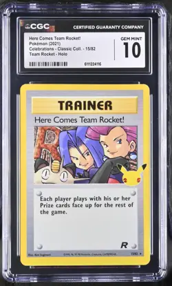 Pokemon 2021 Here Comes Team Rocket! Holo Celebrations-Classic Coll. #15 CGC 10 - Image 1