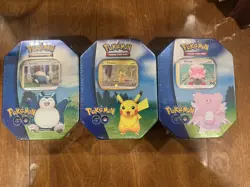 Pokemon TCG: Pokemon Go Tin Set Of 3x New & Sealed Pikachu, Blissey, Snorlax - Image 1