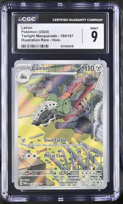 Pokemon 2024 Lairon IR-Holo Twilight Masquerade #184 CGC 9 - Image 1