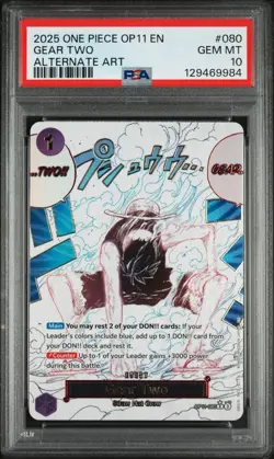 2025 ONE PIECE Gear Two Alt Art OP11 A Fist of Divine Speed #080 ENGLISH PSA 10 - Image 2