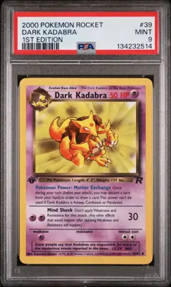 POKEMON CARD PSA 9 MINT Team Rocket 1ST Edition #39 Dark Kadabra - Image 1