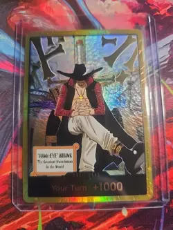 DON!! Card Gold Frame Hawk-Eye Mihawk OP14 - One Piece CCG Rare Holo - Image 1