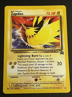 Zapdos Promo #23 WOTC Black Star Holo Pokemon Card – Played Condition - Image 1