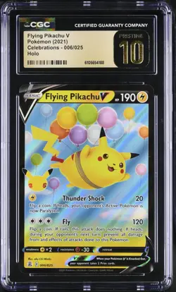 Pokemon 2021 Flying Pikachu V Holo Celebrations #006 CGC PRISTINE 10 - Image 1