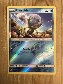 Pokemon TCG Dewpider Sun & Moon Base Set 45/149 Reverse Holo Common NM - Image 1