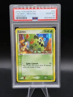 Pokemon Cacnea EX Emerald Reverse Holo #44 PSA 10 Gem Mint - Image 1
