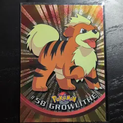 1999 Topps TV Animation - Growlithe #58- Foil - Black Logo- Vintage Pokemon - Image 1