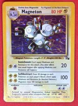 1999 Pokemon TCG Magneton Holo Fossil 11/62 VINTAGE LP - Image 1
