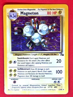 1999 Pokemon TCG Magneton Holo Fossil 11/62 VINTAGE LP - Image 3