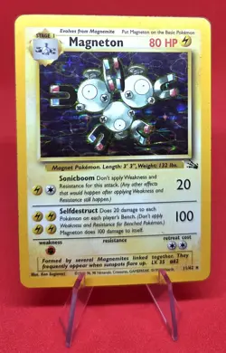 1999 Pokemon TCG Magneton Holo Fossil 11/62 VINTAGE LP - Image 4