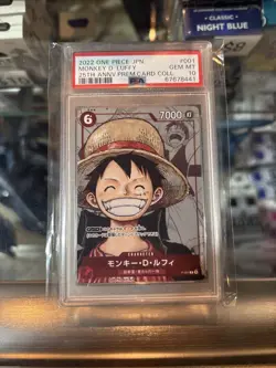 2022 ONE PIECE JPN 25TH ANNIVERSARY PREMIUM COLLECTION MONKEY D. LUFFY PSA 10 - Image 1