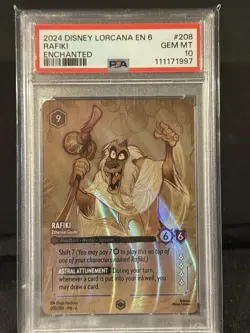 2024 DISNEY LORCANA EN 6-AZURITE SEA ENCHANTED RAFIKI - ETHEREAL GUIDE PSA 10 - Image 1