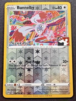 Bunnelby 150/189 League Thank You Promo Komiya Pokemon Card Holo Rare Near Mint - Image 1