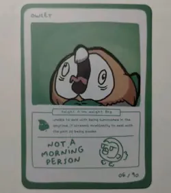 Owlet (Rowlet) 06/90 - Pokedoodles Set 1 - Pokemon Card non-holo - Image 1