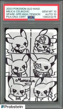 Milica Celikovic Signed Sketch 2023 Pokemon Old Maid Pikahcu PSA/DNA 10 AUTO 10 - Image 1
