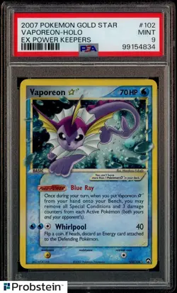 VAPOREON GOLD STAR HOLO EX POWER KEEPERS 2007 POKEMON NM #102 PSA 9 MINT - Image 1