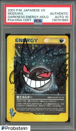 Modiwa Signed Sketched Gengar 2001 Pokemon VS Darkness Energy PSA/DNA AUTO 10 - Image 1