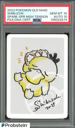 Shibuzoh Signed Sketched 2023 Pokemon Old Maid Psyduck PSA/DNA 10 AUTO 10 - Image 1
