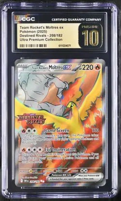 Pokemon 2025 Team Rocket's Moltres ex UPC Destined Rivals #208 CGC PRISTINE 10 - Image 1