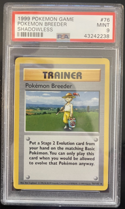 PSA 9 - Pokemon POKEMON BREEDER 76/102 - SHADOWLESS BASE SET Trainer - MINT - Image 1