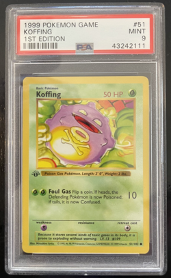 PSA 9 Koffing 1999 Pokemon Base 1st Edition Shadowless 51/102 Common New Slab - Image 1