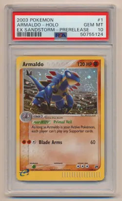 PSA 10 Pokemon EX Sandstorm PRERELEASE Promo Holo Armaldo 1/100 GEM MINT!! - Image 1