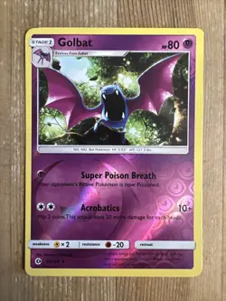 Pokemon TCG Golbat Sun & Moon Base Set 55/149 Reverse Holo Uncommon LP - Image 1