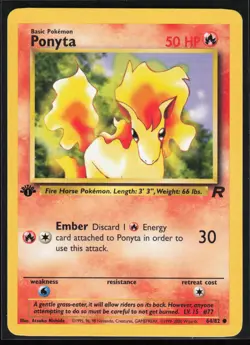 Ponyta 64/82 1st Edition Team Rocket Common Vintage WOTC Pokemon TCG NM - Image 1