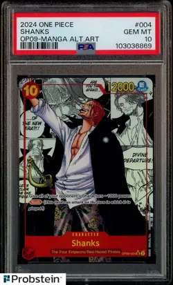 2024 One Piece OP09 En Manga Alternate Art #004 Shanks PSA 10 GEM MINT - Image 1
