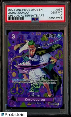 2024 One Piece OP09 EN Special Alternate Art #067 Zoro-Juurou PSA 10 GEM MINT - Image 1