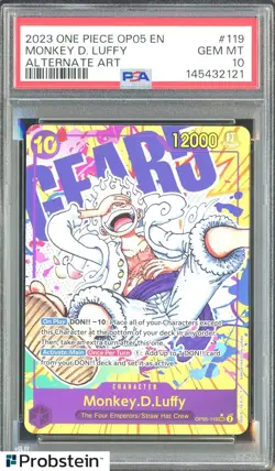 2023 One Piece OP05 EN Alternate Art #119 Monkey D. Luffy PSA 10 GEM MINT - Image 1