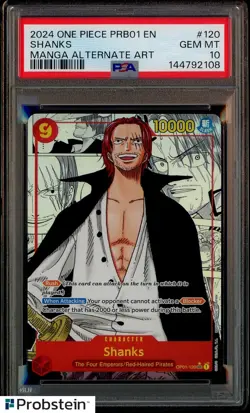 2024 One Piece PRB01 Manga Alt Art #120 Shanks PSA 10 GEM MINT - Image 1