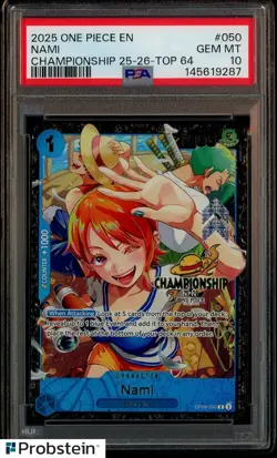 2025 One Piece EN Championship Top 64 #050 Nami PSA 10 GEM MINT - Image 1