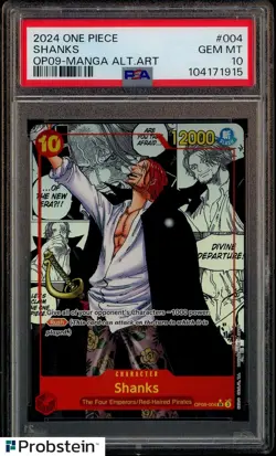 2024 One Piece OP09 En Manga Alternate Art #004 Shanks PSA 10 GEM MINT - Image 1