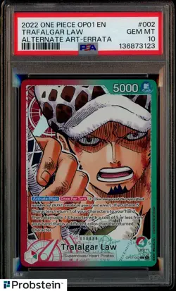 Trafalgar Law Alt Art Leader OP01-002 Errata One Piece ENG Romance Dawn PSA 10 - Image 1