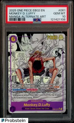 2025 One Piece EB02 En Manga Alternate Art #061 Monkey D. Luffy PSA 10 GEM MINT - Image 1