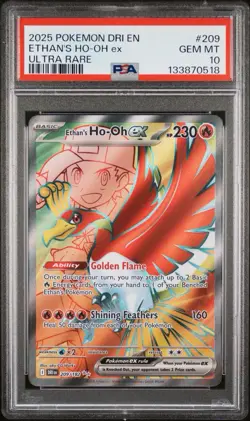 2025 POKEMON DRI EN-DESTINED RIVALS ULTRA RARE #209 ETHAN'S HO-OH EX PSA 10 - Image 1