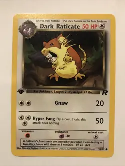 Pokemon TCG Dark Raticate 51/82 Team Rocket 1st Edition Common WOTC - Image 1