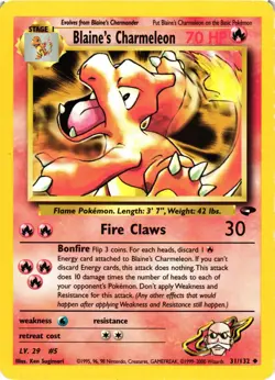 Pokemon TCG Blaine's Charmeleon Gym Challenge 31/132 Unlimited Uncommon LP/MP - Image 1
