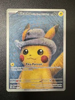 Pokemon Pokemon x Van Gogh Museum Grey Felt Hat Pikachu Black Star Promo SVP 085 - Image 1
