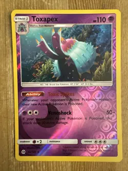 Toxapex - Reverse Holo Rare - 63/149 - Pokemon TCG: Sun & Moon base set LP - Image 1