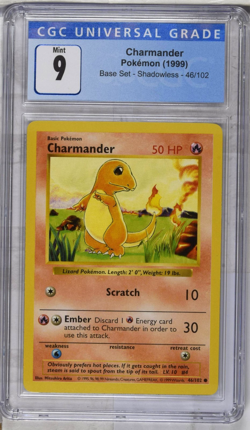 Pokemon 1999 Base Set Shadowless Charmander 46/102 CGC Mint 9 - Image 1