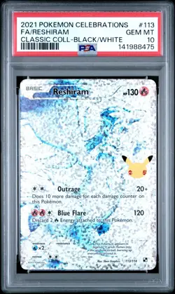 Pokemon TCG Reshiram 113/114 25th Anniversary Celebrations PSA 10 - Image 1