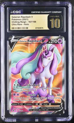 Pokemon 2021 Galarian Rapidash V UR-Holo Chilling Reign 167/198 CGC PRISTINE 10 - Image 1