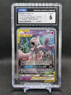 CGC 6, POKEMON 2019 WORLD CHAMPIONSHIP DECK MEWTWO & MEW GX TAG TEAM 71/236 - Image 1